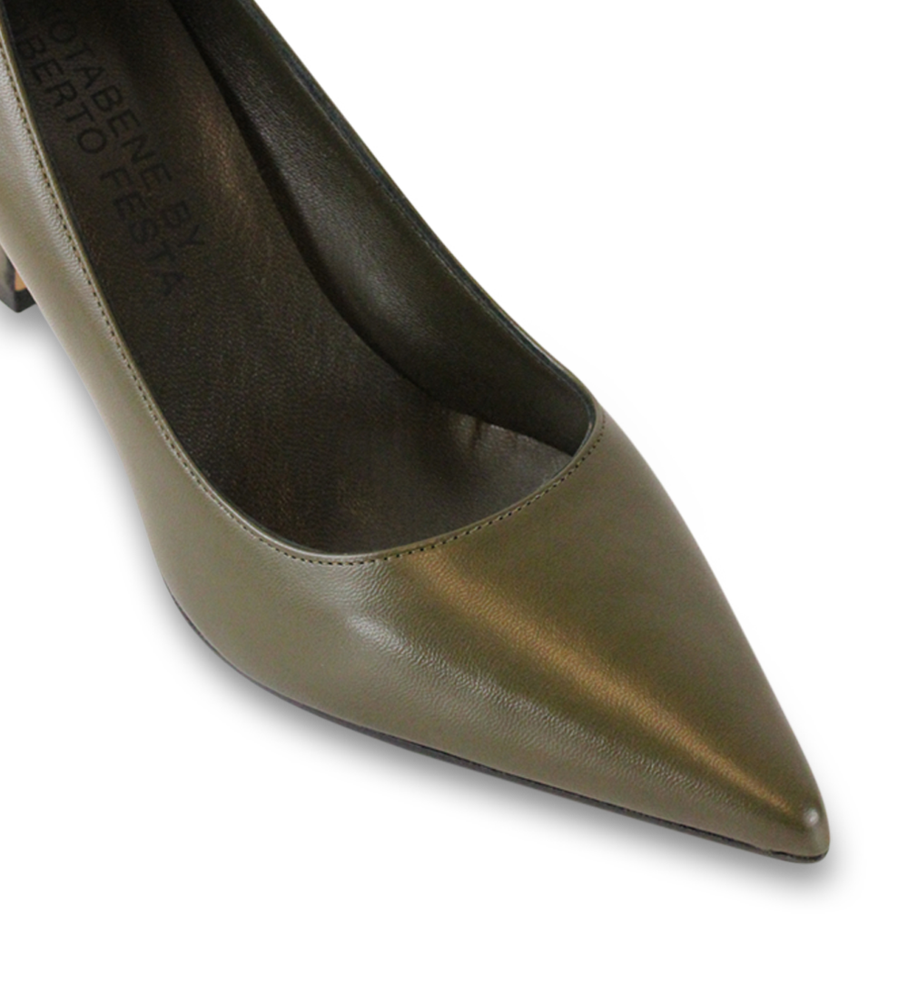 Emily 70 stilettos, olive leather
