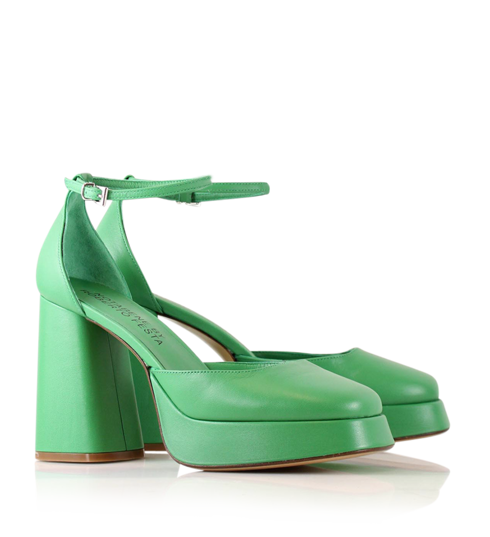 Hedi 100 pumps, grøn læder