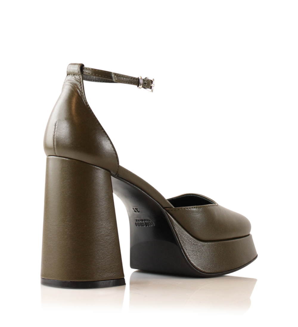 Hedi 100 pumps, olive læder
