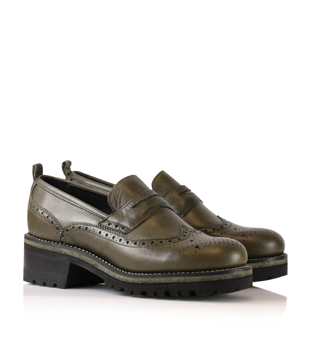 Idun loafers, olive læder