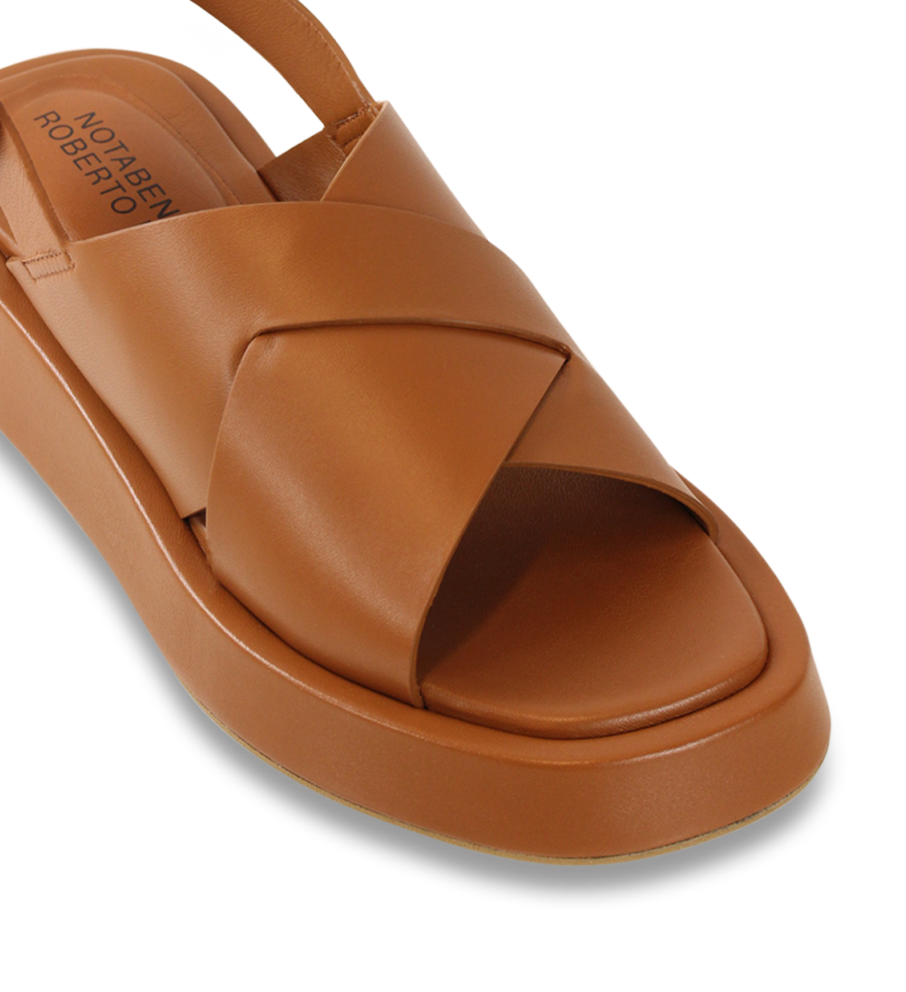 Tine sandaler, tan læder