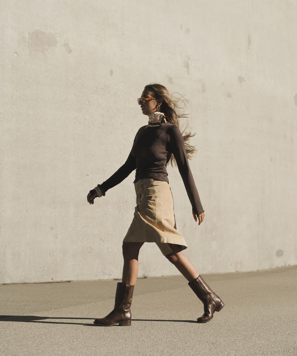 Achilles støvler, mørkebrun læder