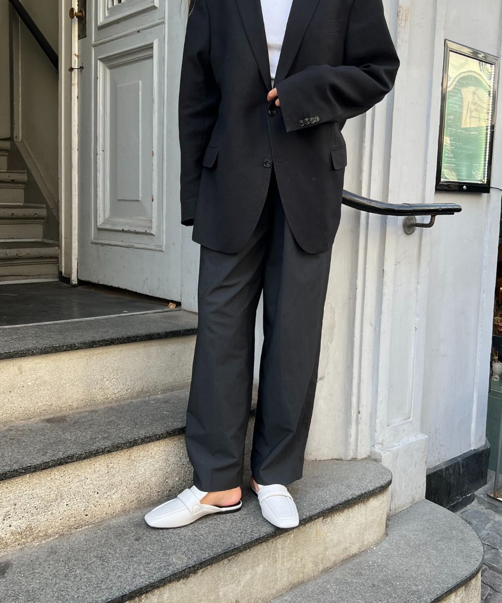 Charlie mule, lysegrå læder