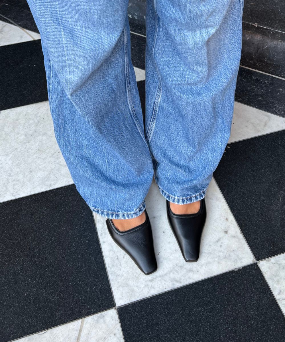 Elena 35 slingback stiletter, sort læder