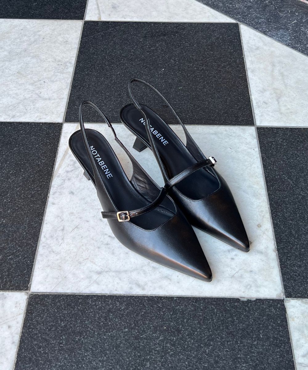 Elina 50 slingback stiletter, sort læder