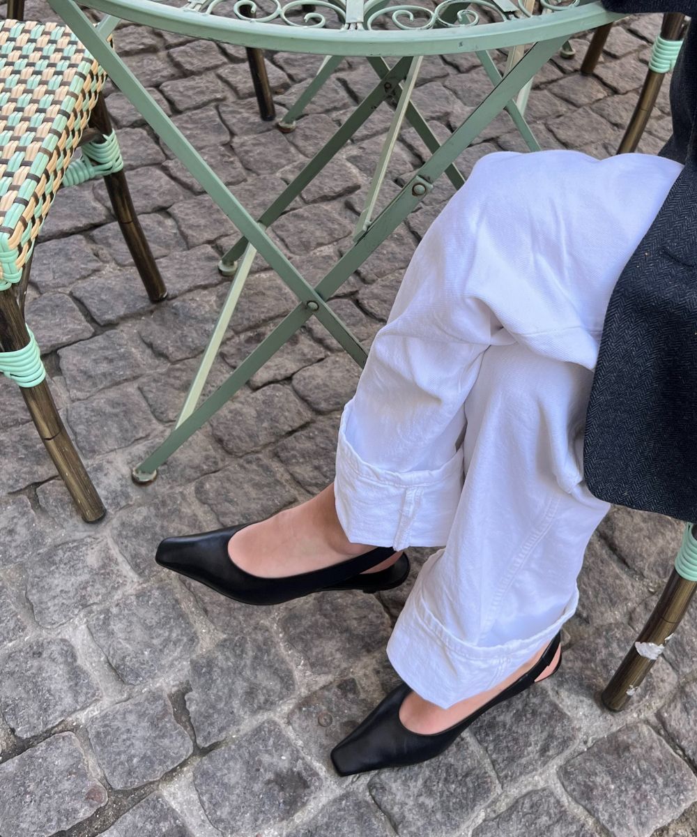 Eleonora 35 slingback stiletter, sort læder