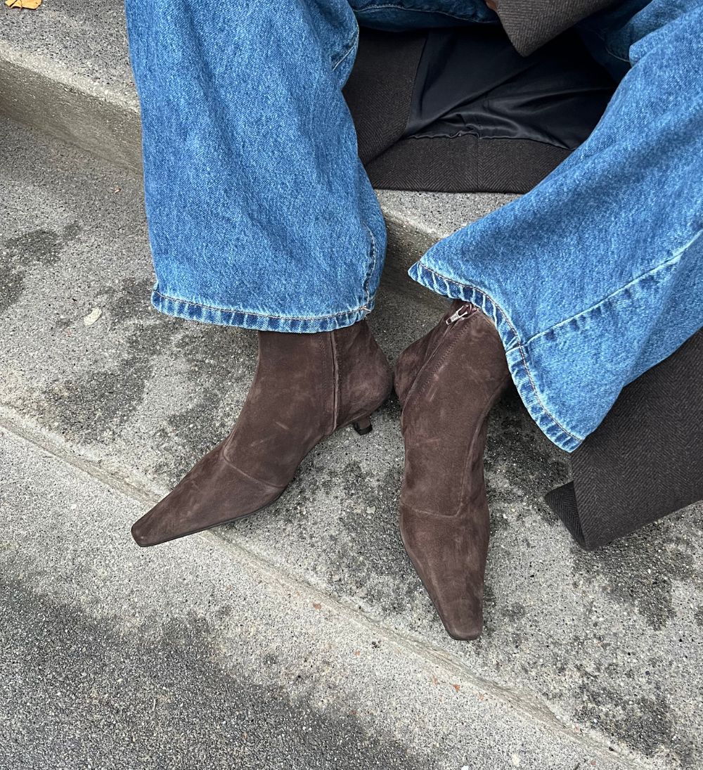 Elly 35 støvler, mørkebrun ruskind