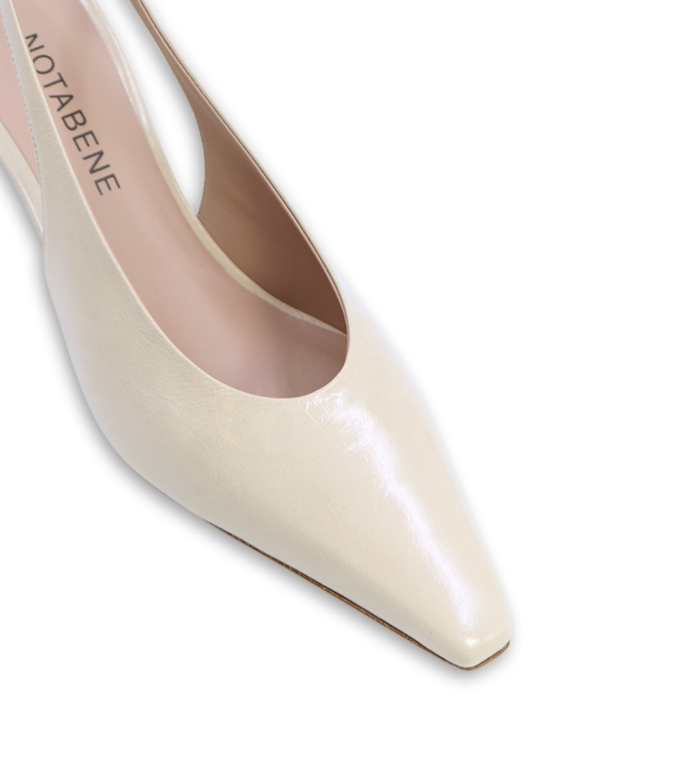 Emmely low 70 slingback stilettos, beige patent