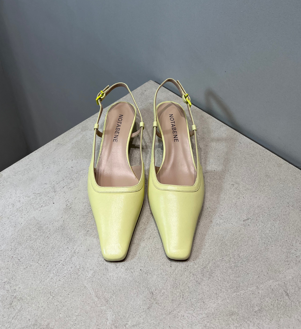 Sample, slingback, yellow leather, size 37