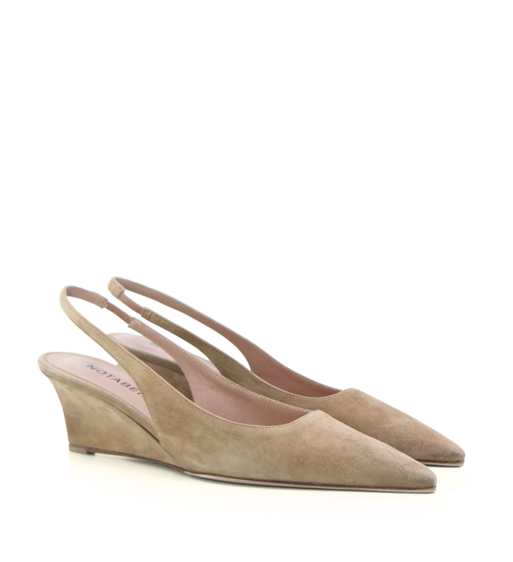 Elba 50 wedge heel, camel suede