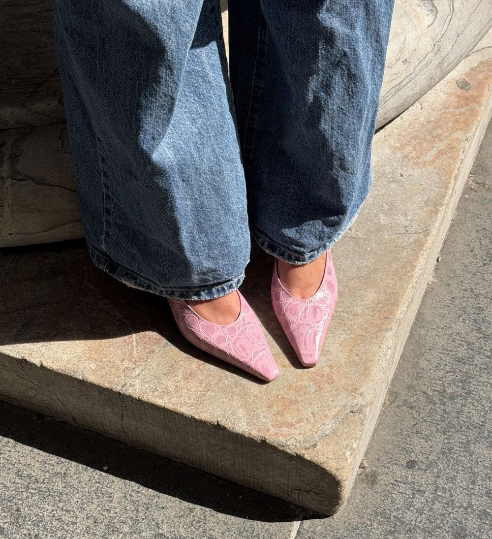 Emmely 70 slingback stilettos, pink croco