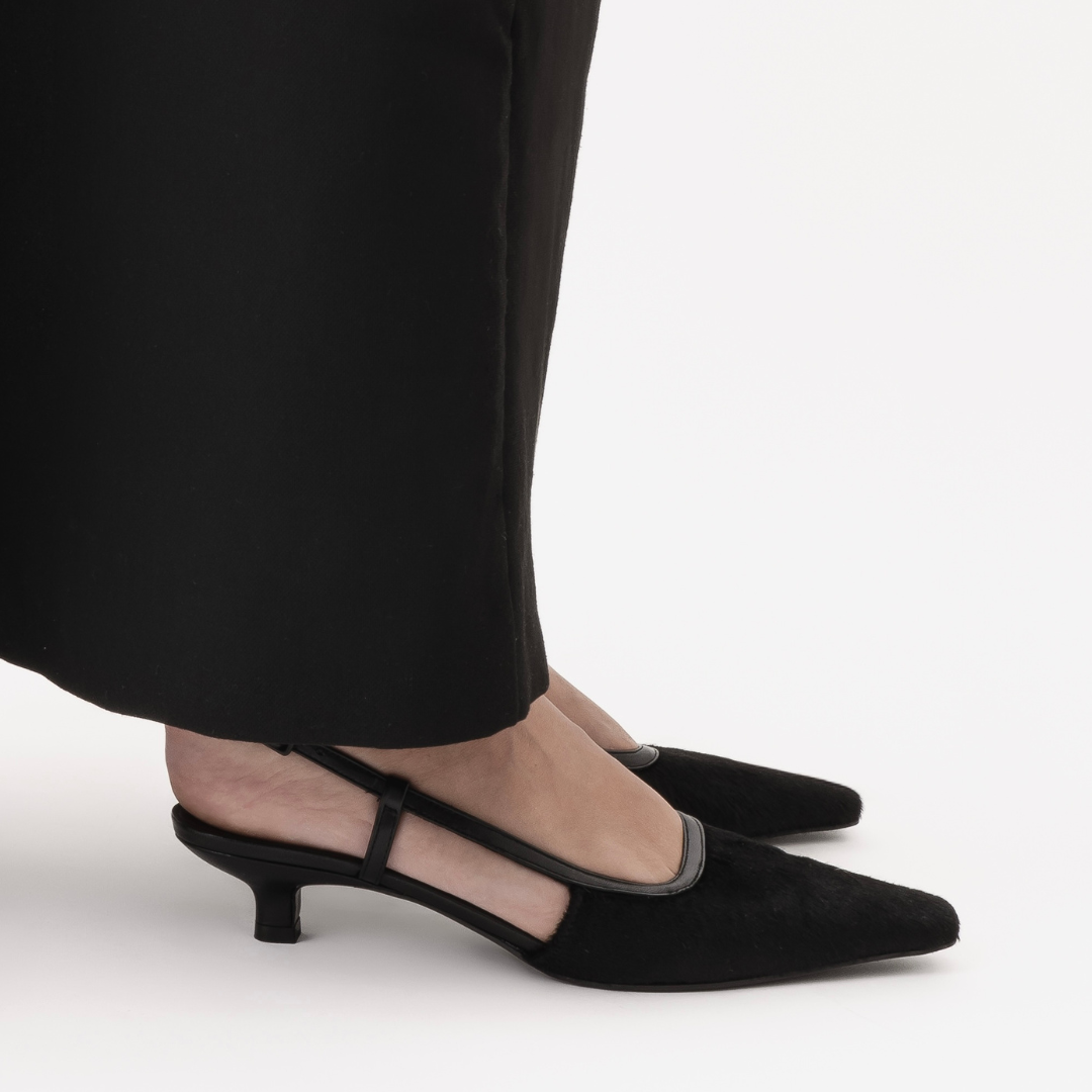 Elena 35 slingback stiletter, sort kopels