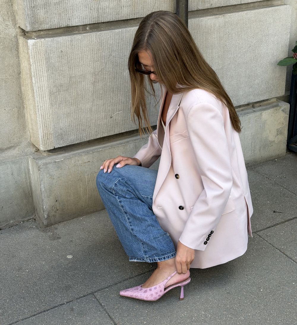 Emmely 70 slingback stilettos, pink croco