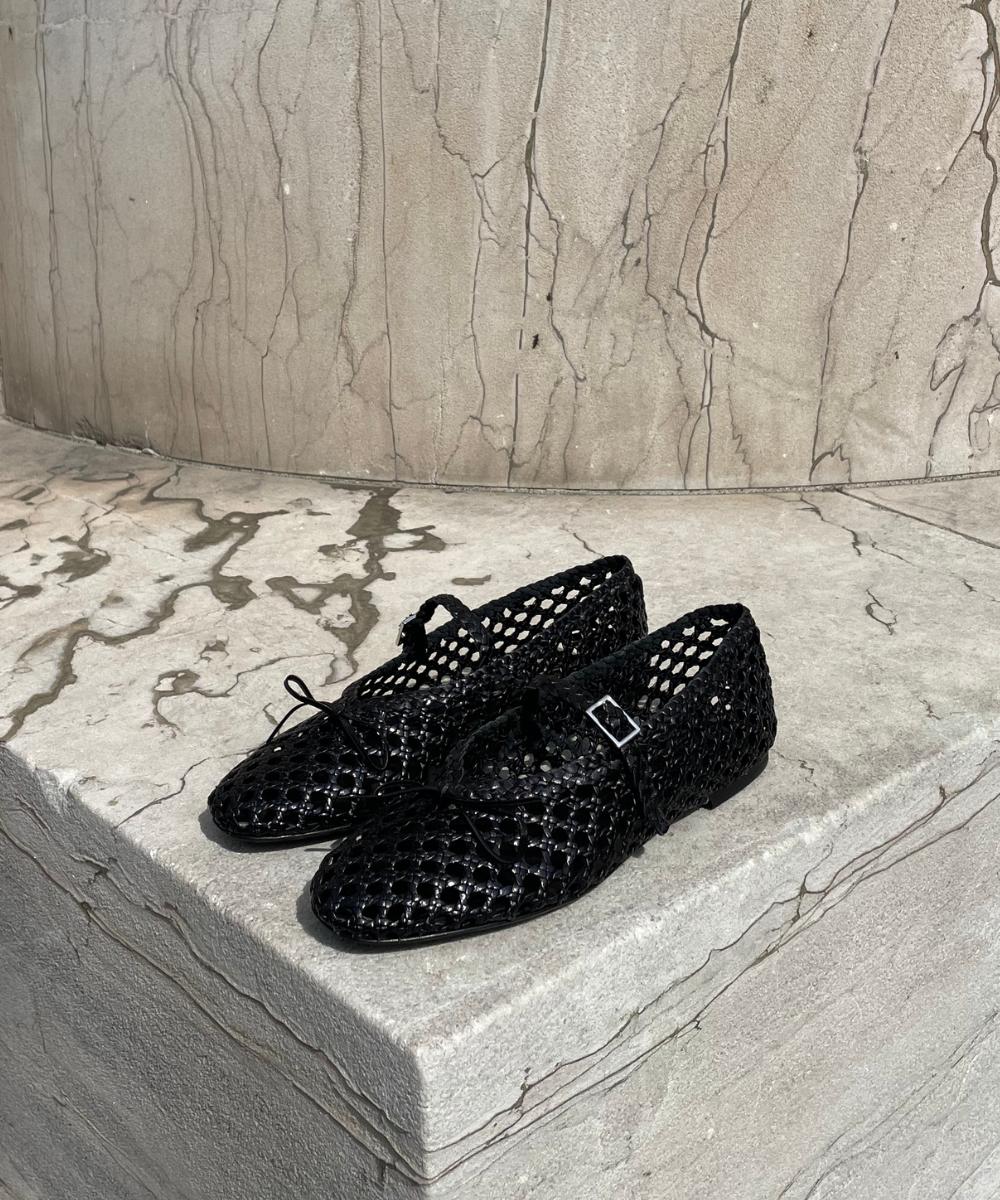 Ischia ballerina, black leather
