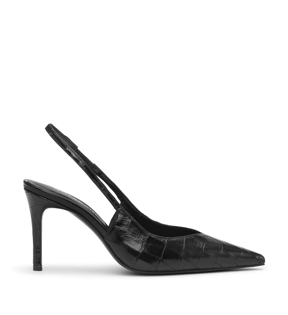Anais 80 slingback stilettos, black croc