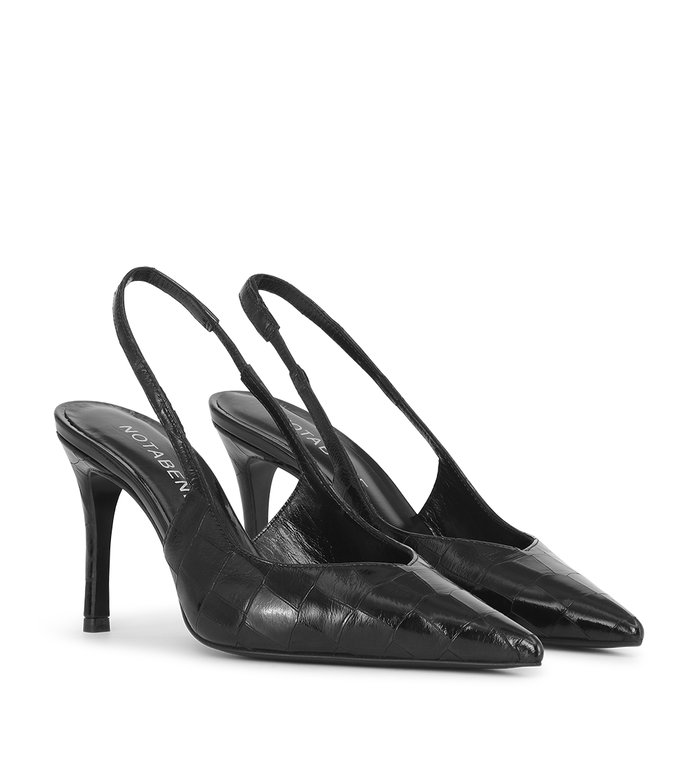 Anais 80 slingback stilettos, black croc