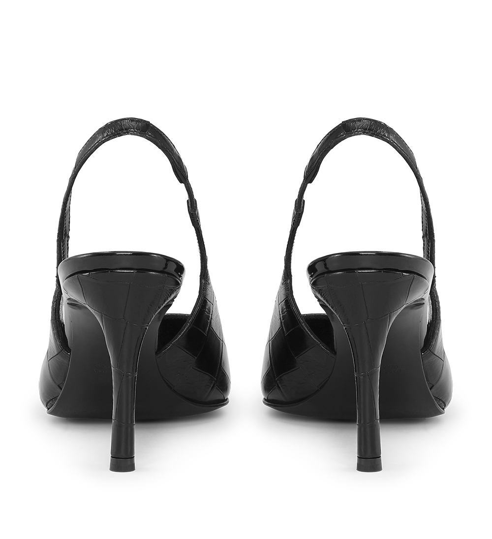 Anais 80 slingback stiletter, sort croco