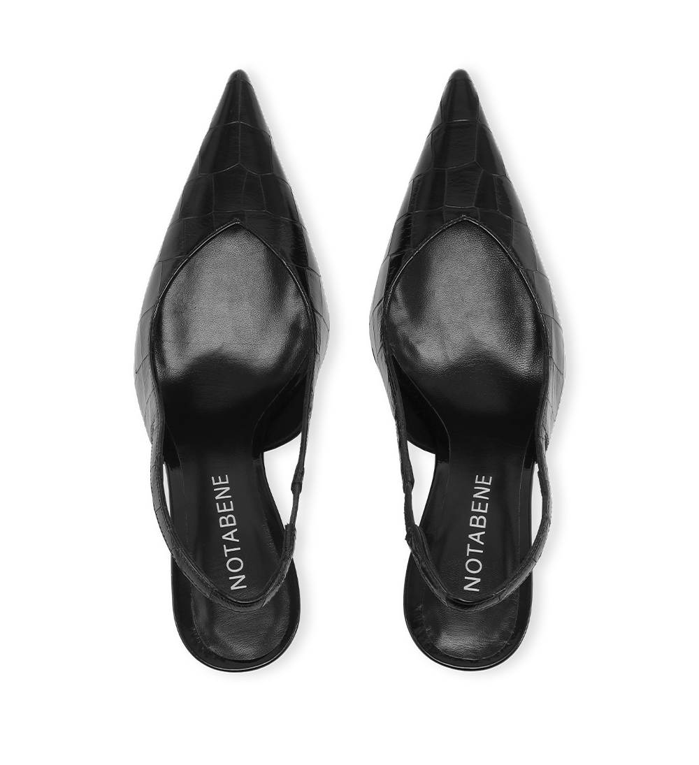 Anais 80 slingback stiletter, sort croco