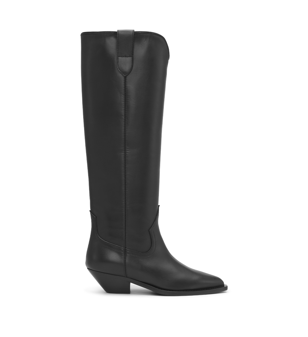 Antoinette Boots, Black Leather