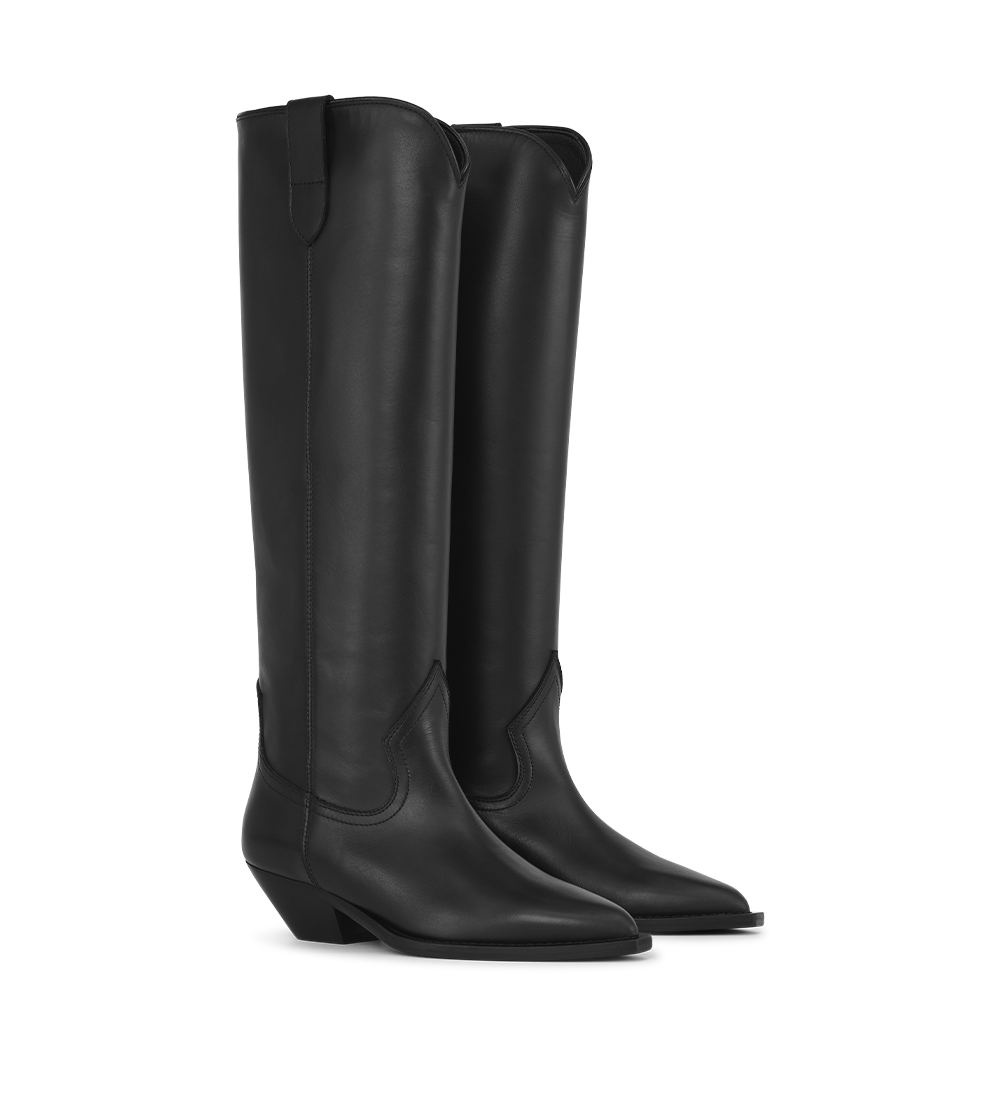 Antoinette Boots, Black Leather