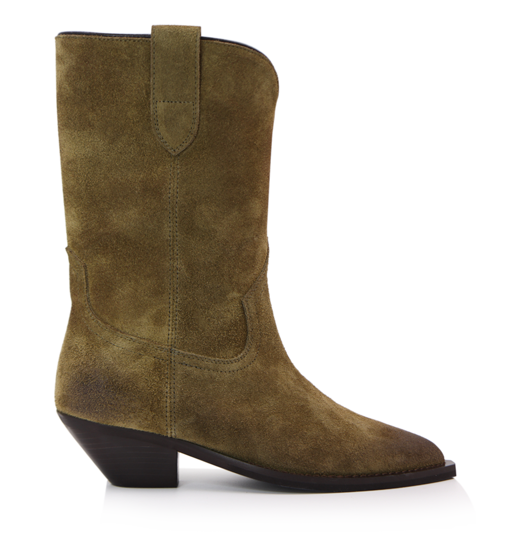 Arlette cowboy boots, olive suede