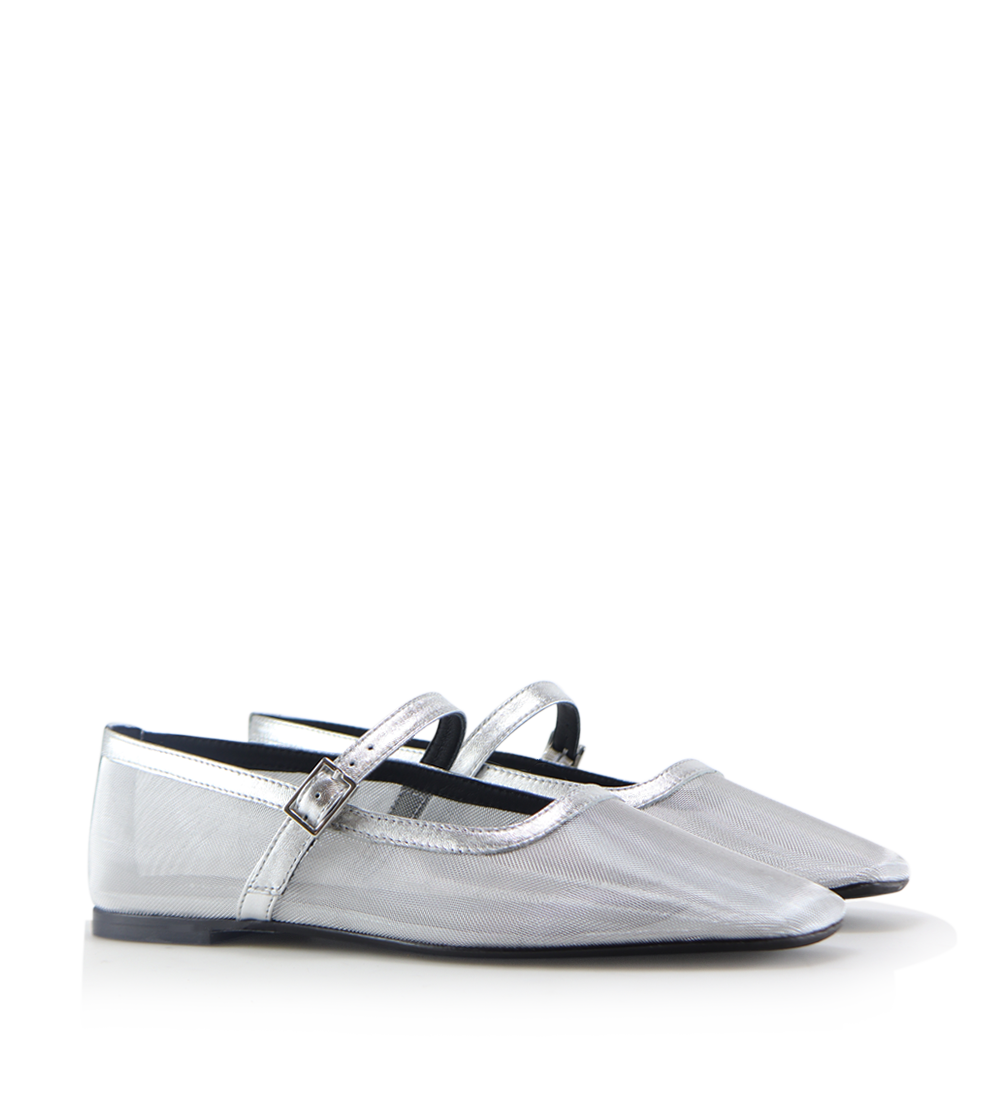 Carmilla ballerina, sølv mesh