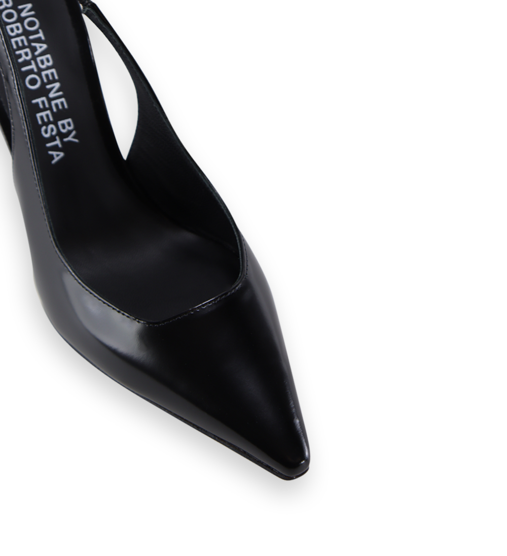 Beti 80 slingback stiletter, sort læder