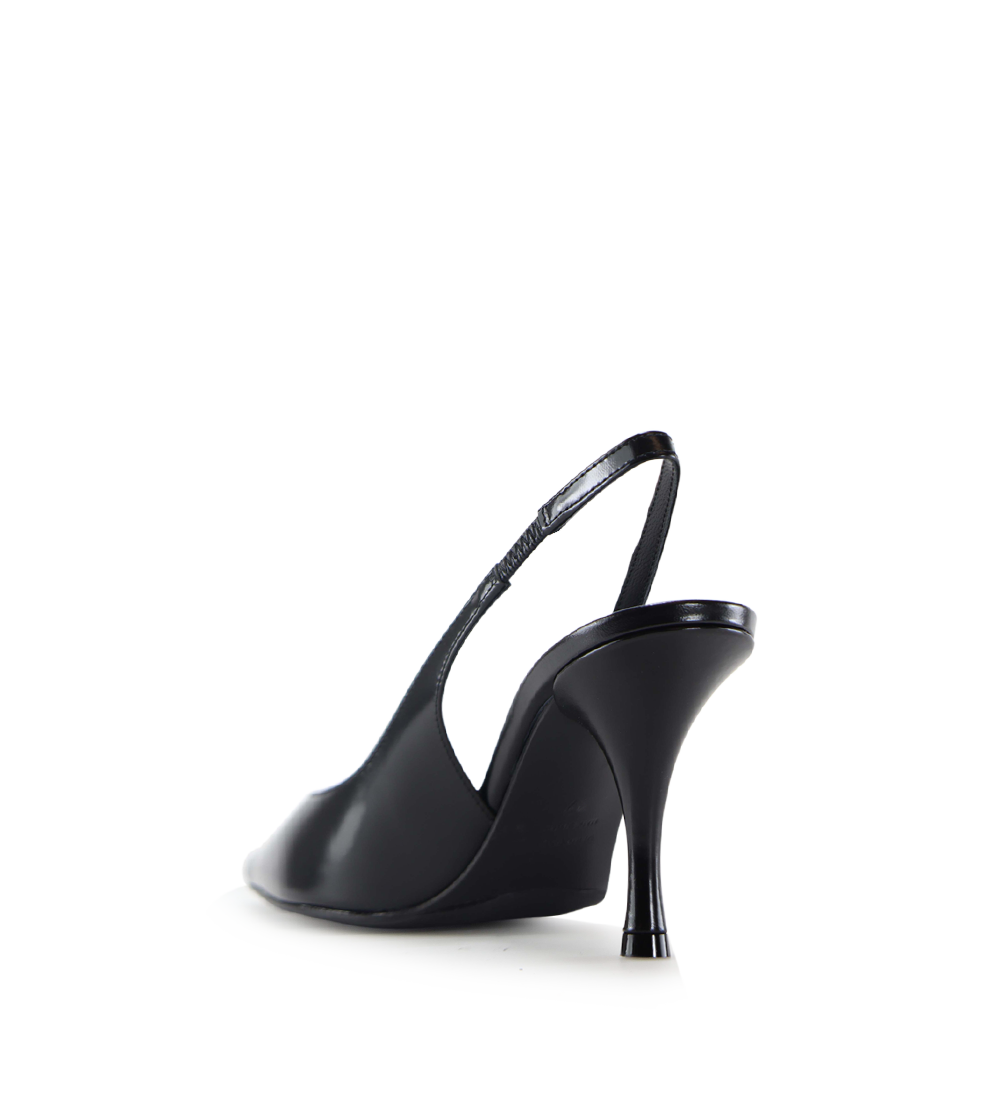 Beti 80 slingback stiletter, sort læder