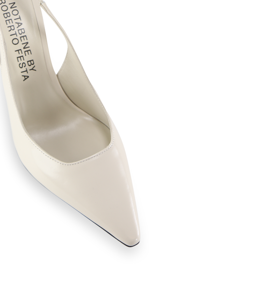 Beti 80 slingback stiletter, off-white læder