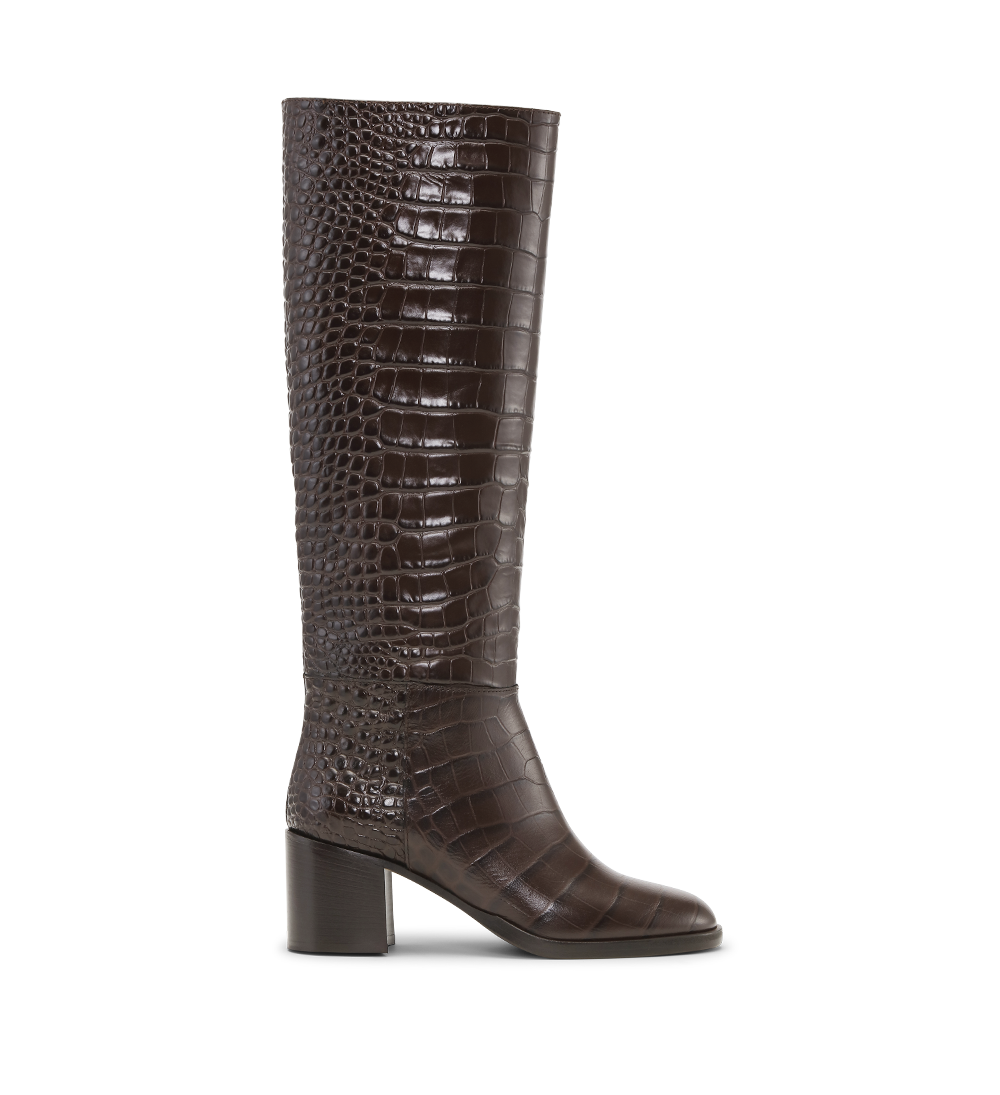 Celeste 60 boots, dark brown croc