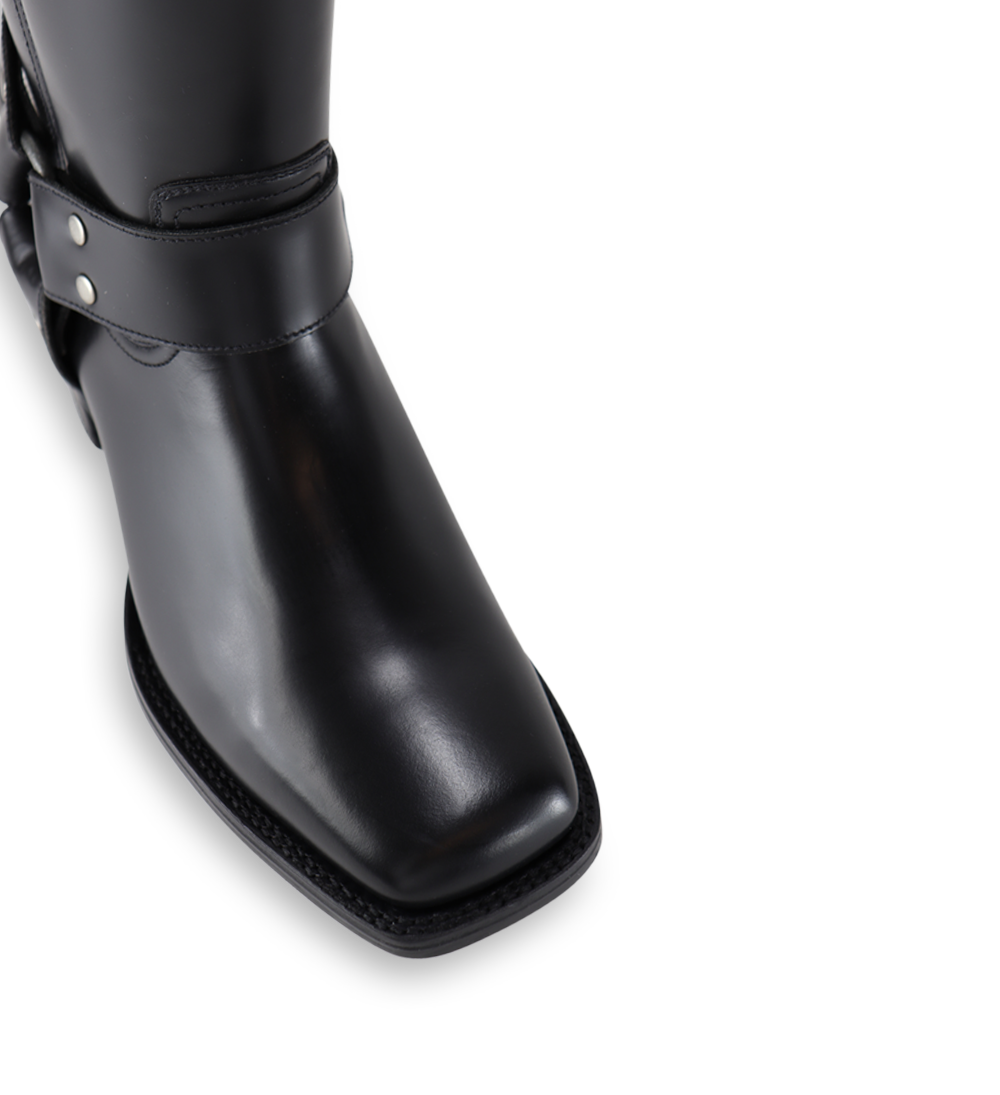 Douglas 30 bikerstøvler, poleret sort læder