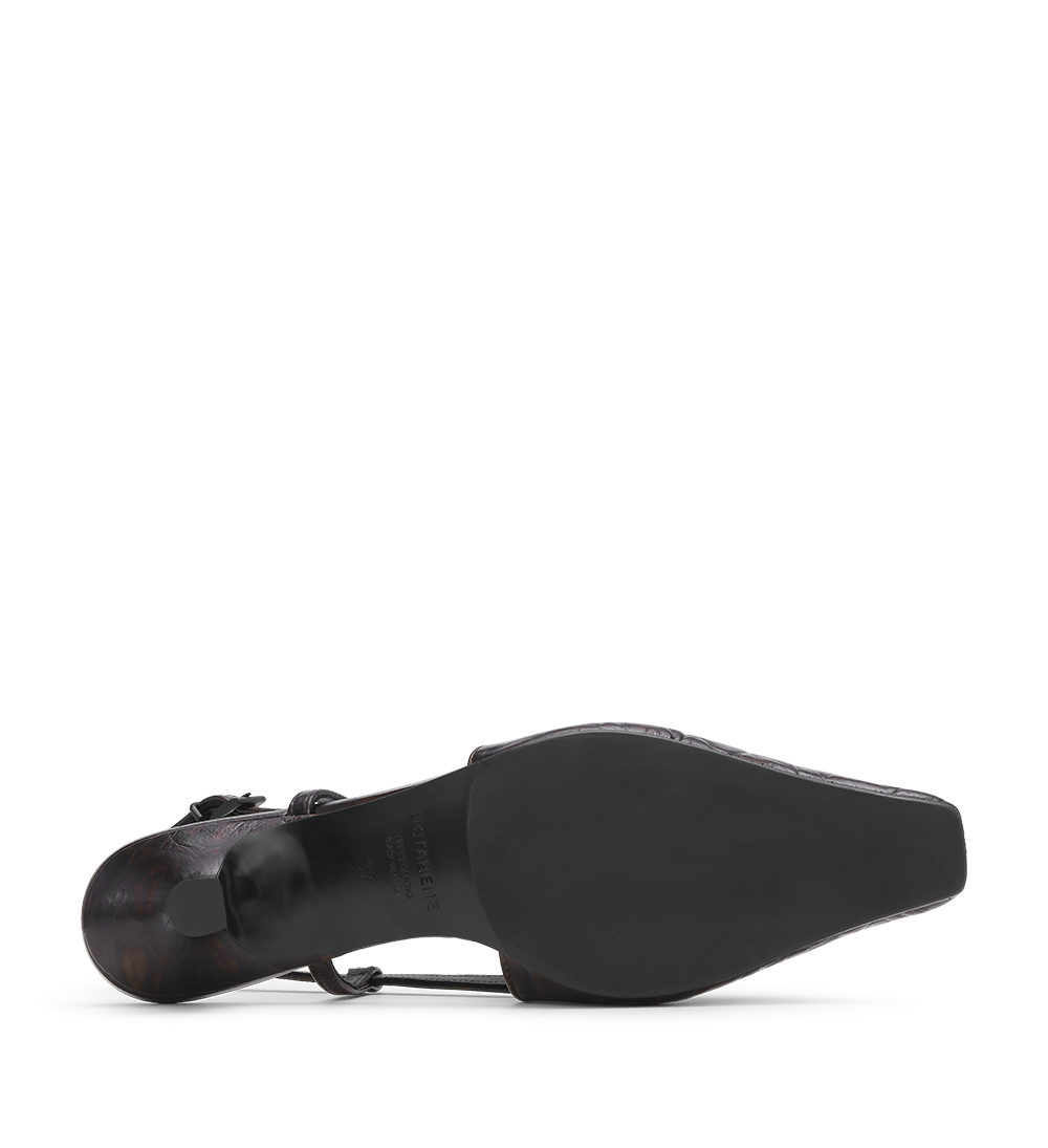 Elena 35 slingback stilettos, dark brown croco