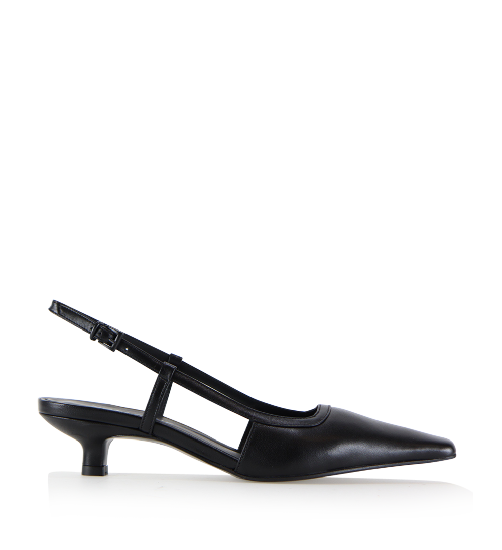 Elena 35 slingback stiletter, sort læder