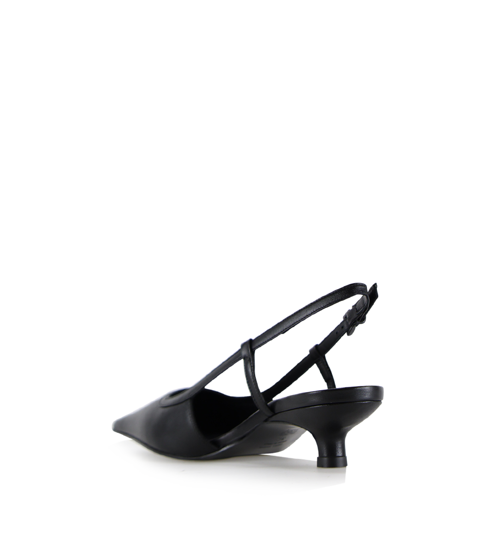 Elena 35 slingback stiletter, sort læder