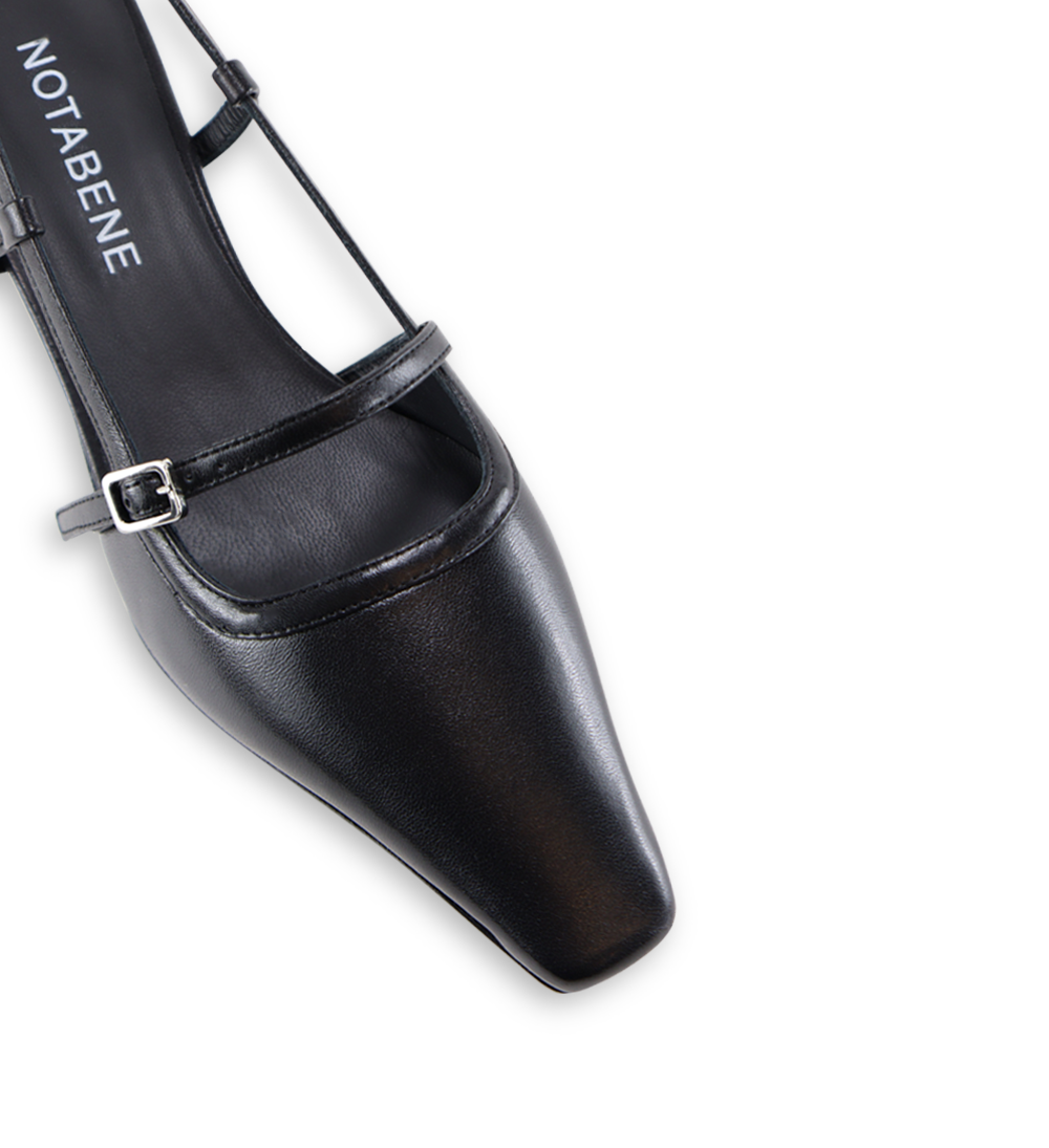 Elenne 35 slingback stiletter, sort læder