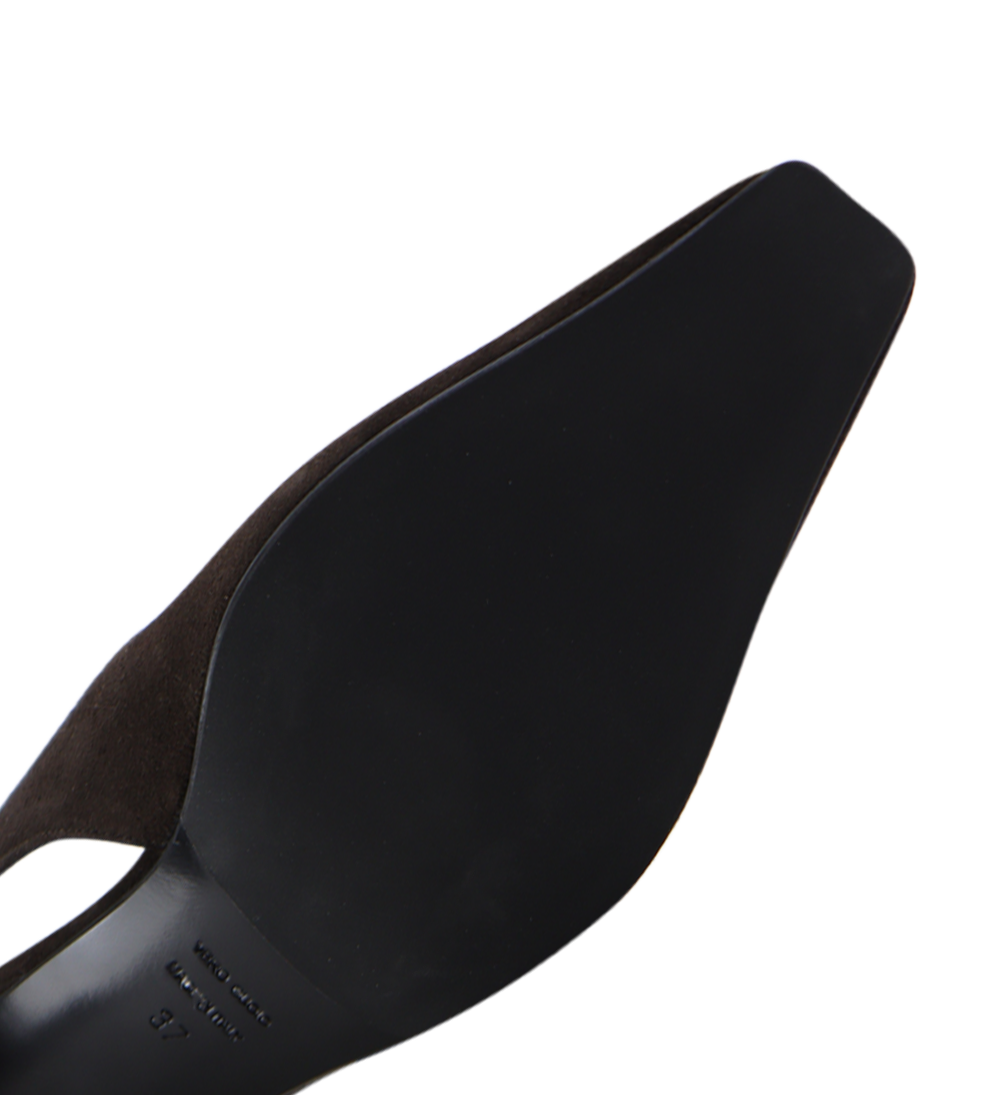 Eleonora 35 slingback stiletter, mørkebrun ruskind