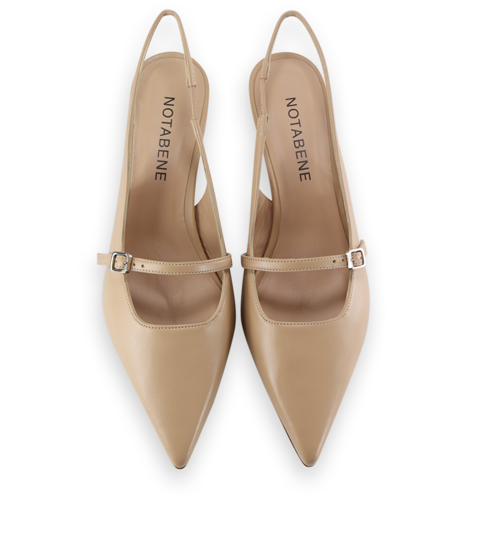 Elina 50 slingback stilettos, nude leather