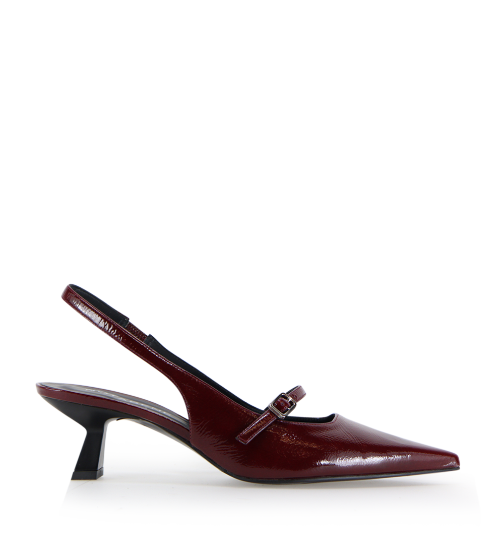 Elina 50 slingback stiletter, Bordeaux lak