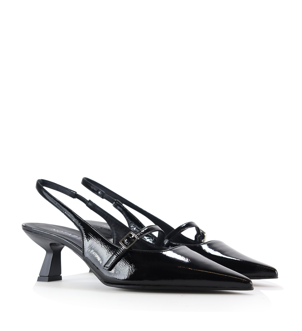 Elina 50 slingback, black patent 