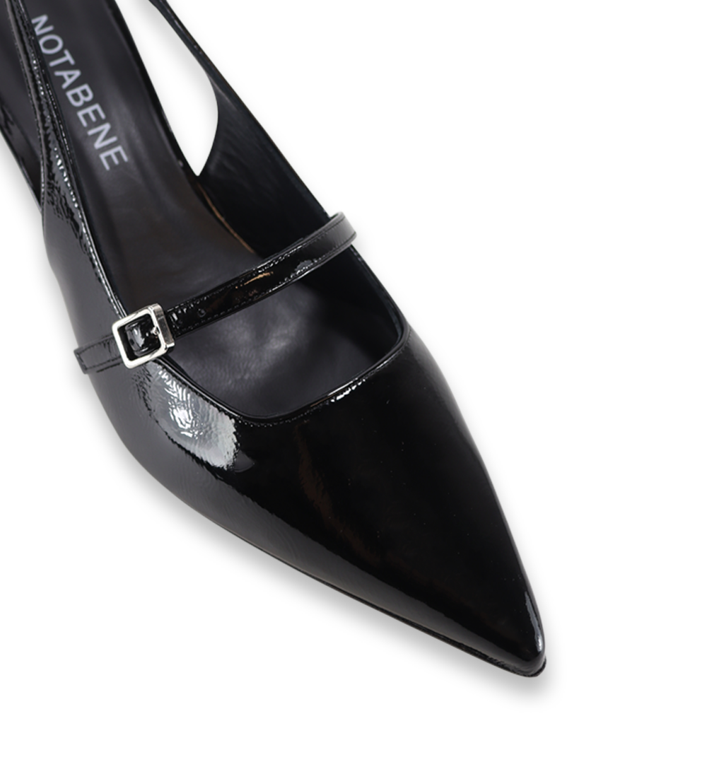 Elina 50 slingback, black patent 