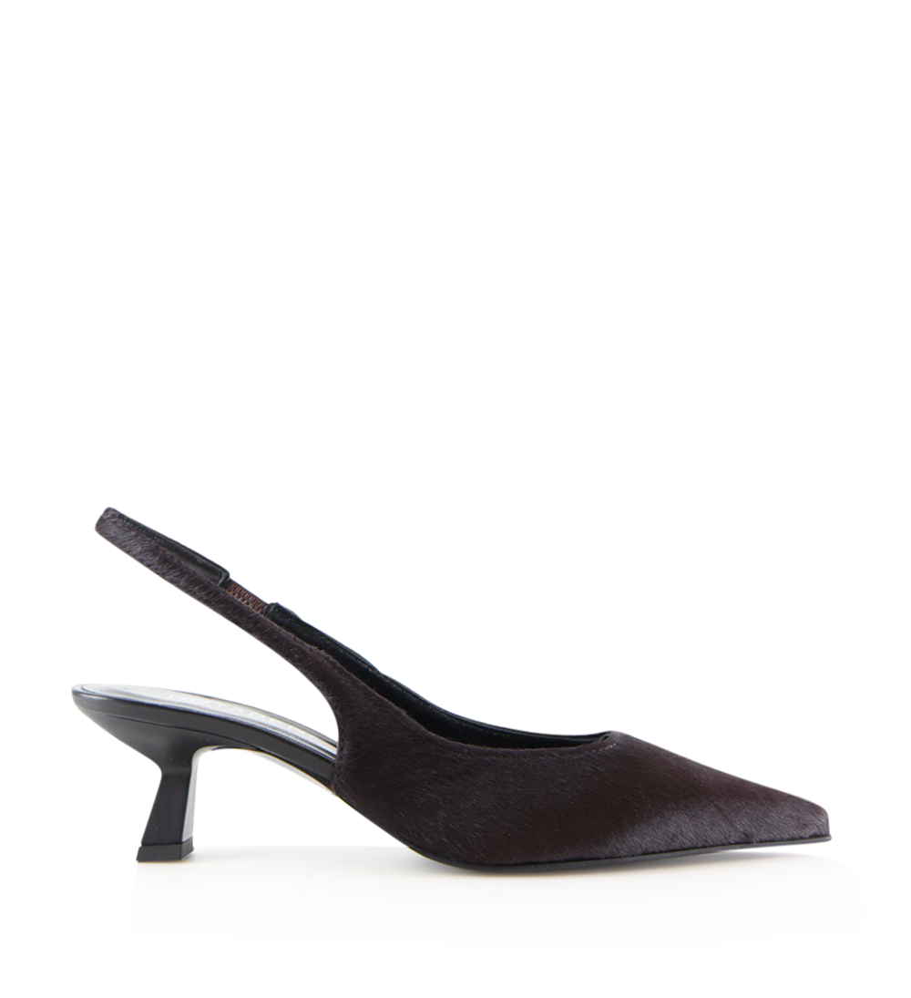 Elisa 50 slingback stiletter, mørkebrun kopels