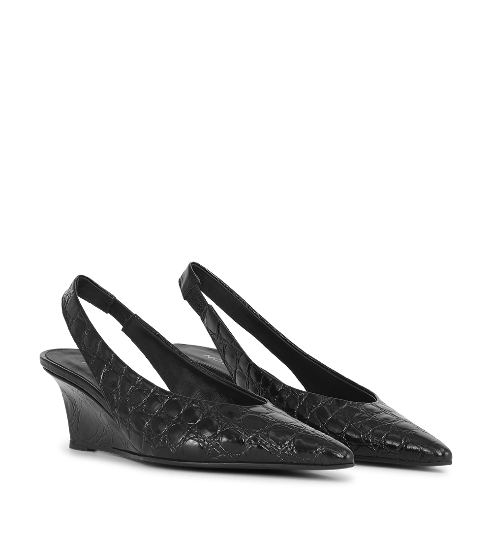 Elva 50 slingback kilehæl, sort croco
