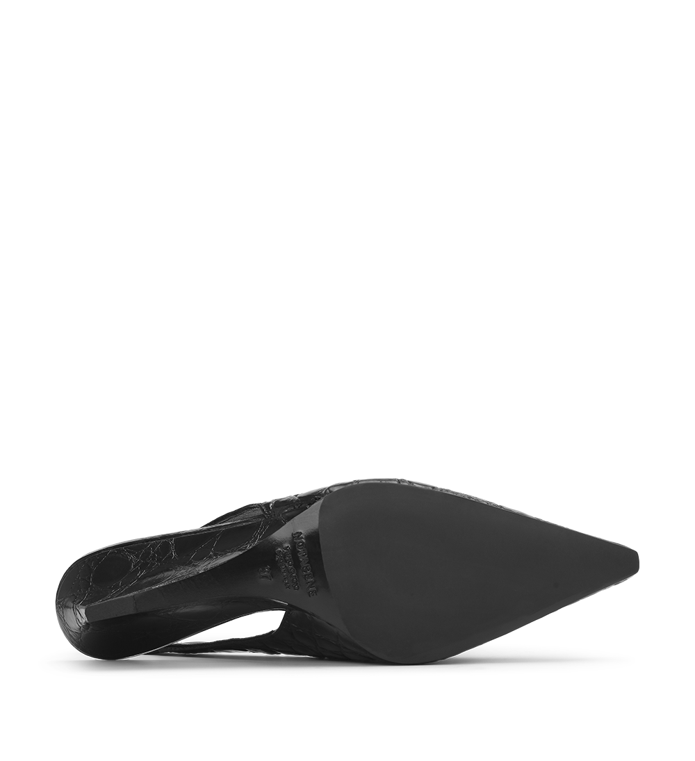 Elva 50 slingback kilehæl, sort croco