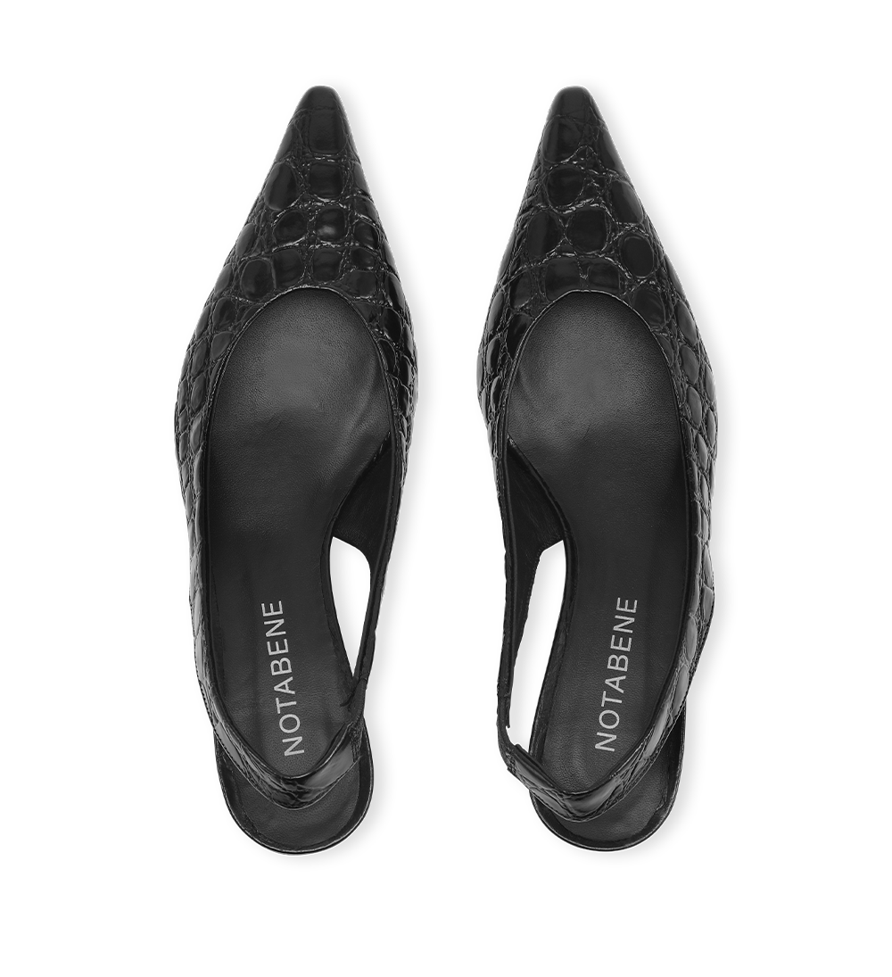 Elva 50 slingback kilehæl, sort croco