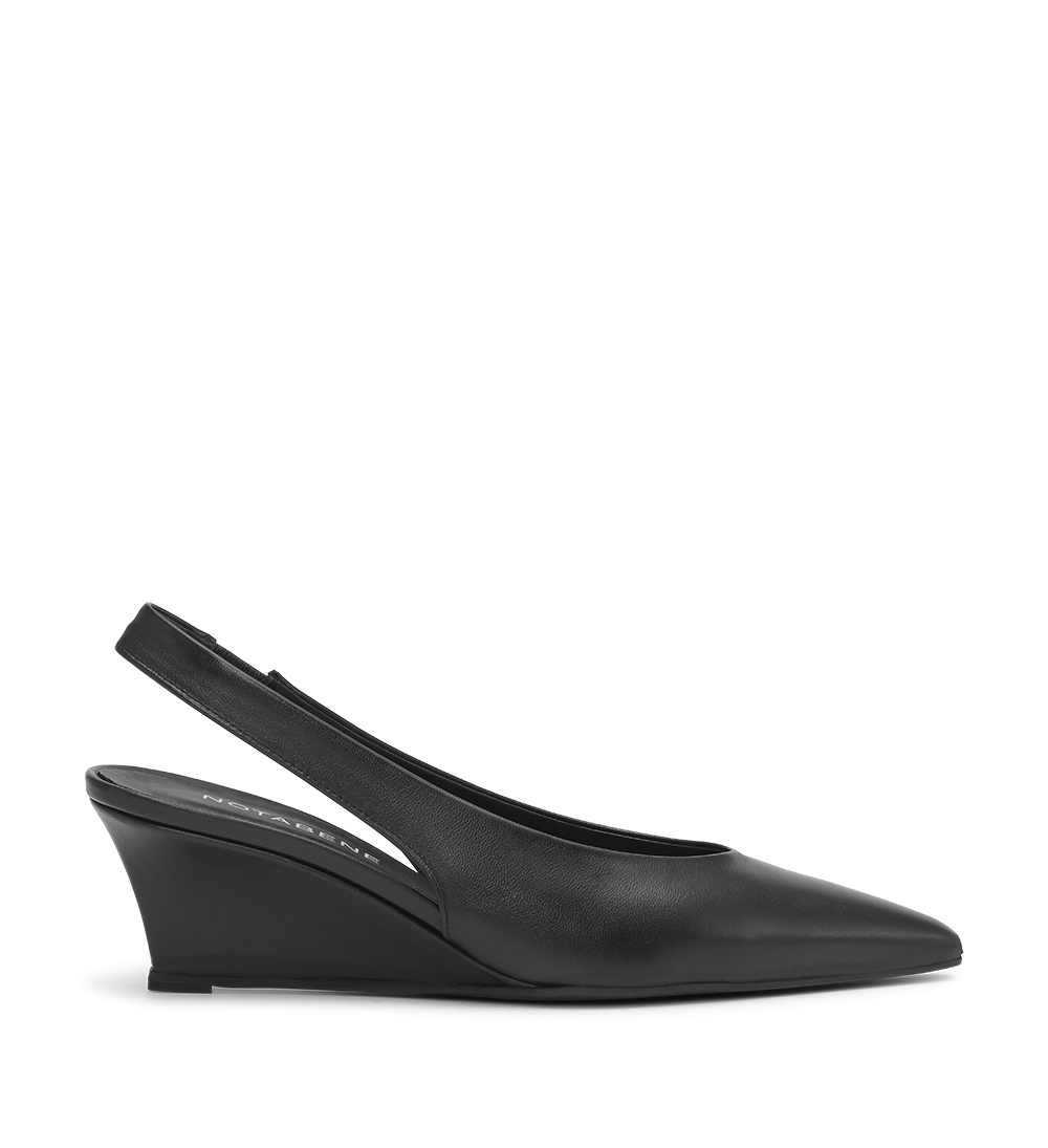 Elva 50 slingback kilehæl, sort læder