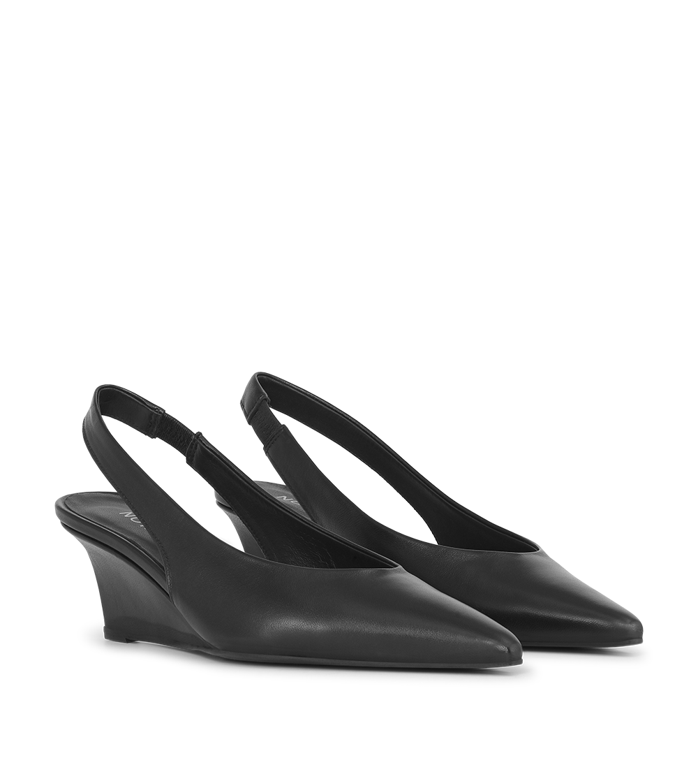 Elva 50 slingback kilehæl, sort læder