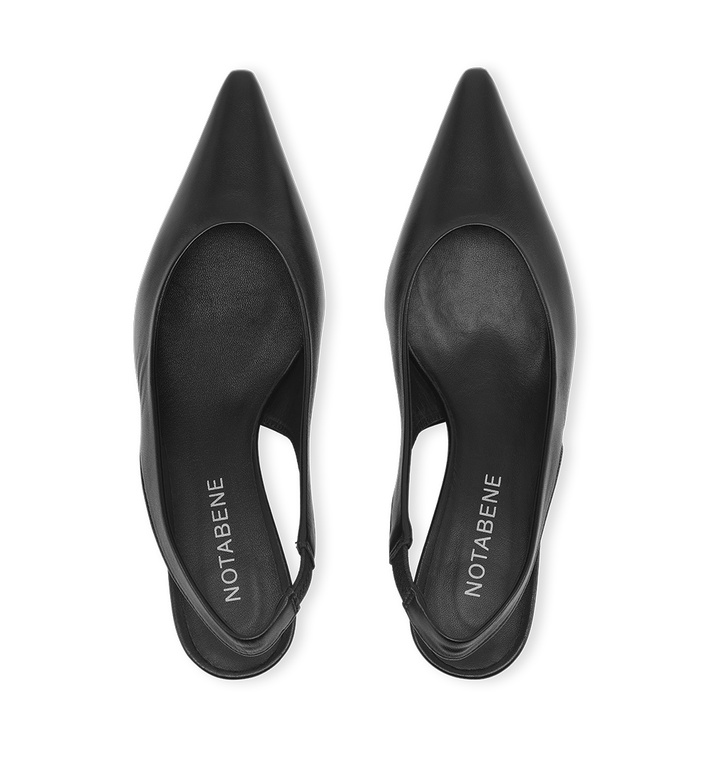 Elva 50 slingback kilehæl, sort læder
