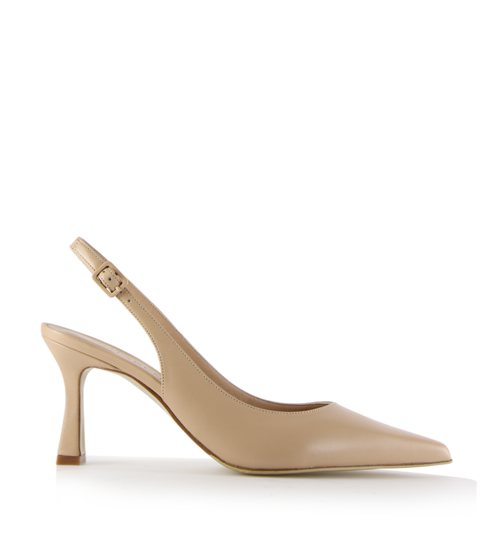 Emilia Low 70 slingback stiletter, nude læder
