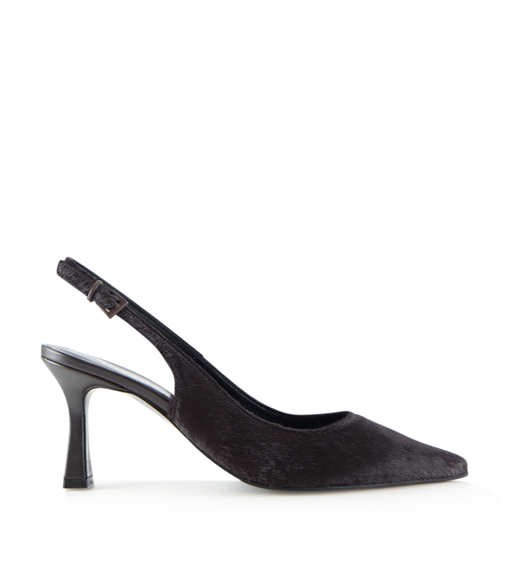 Emilia Low 70 slingback stiletter, mørkebrun kopels