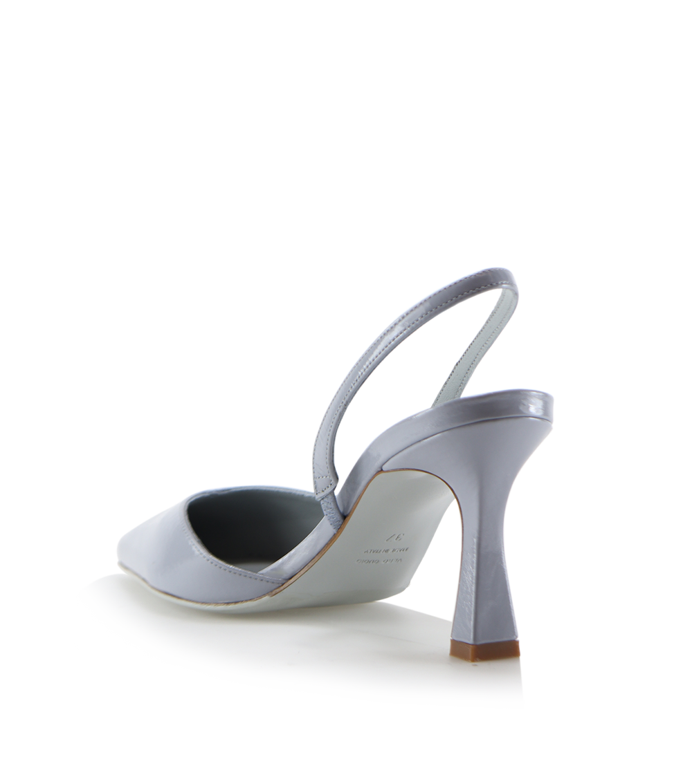 Emira 70 slingback stilettos, ice blue patent
